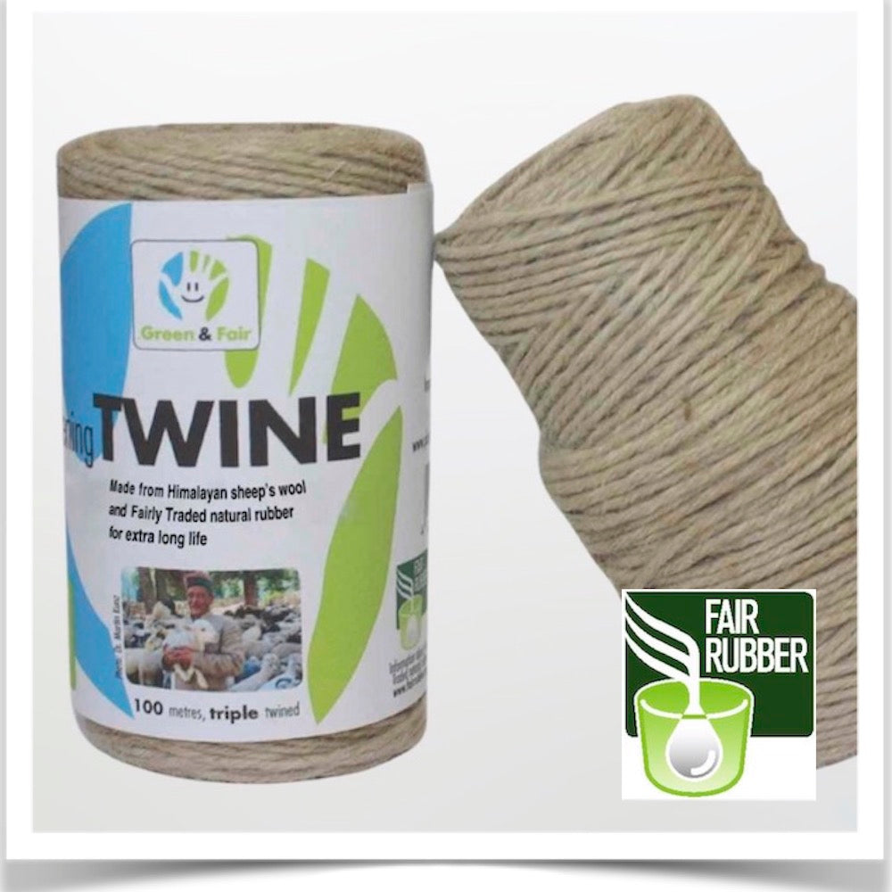 Gardening Twine from Sheep's Wool fibers coated with Fairly Traded natural rubber.