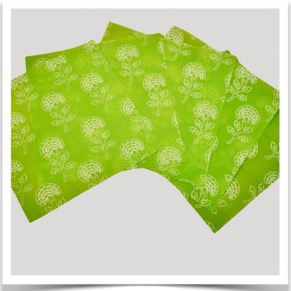 Wild Wax Wraps 5 piece set in green botanical pattern at Prairie Road Organic Seed