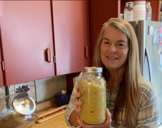 Grow what you love to eat, like this beautiful jar of sauerkraut!