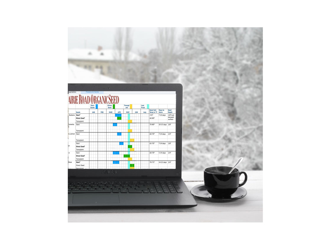 Start, Plant, Transplant chart and free download with Prairie Road Organic Seed